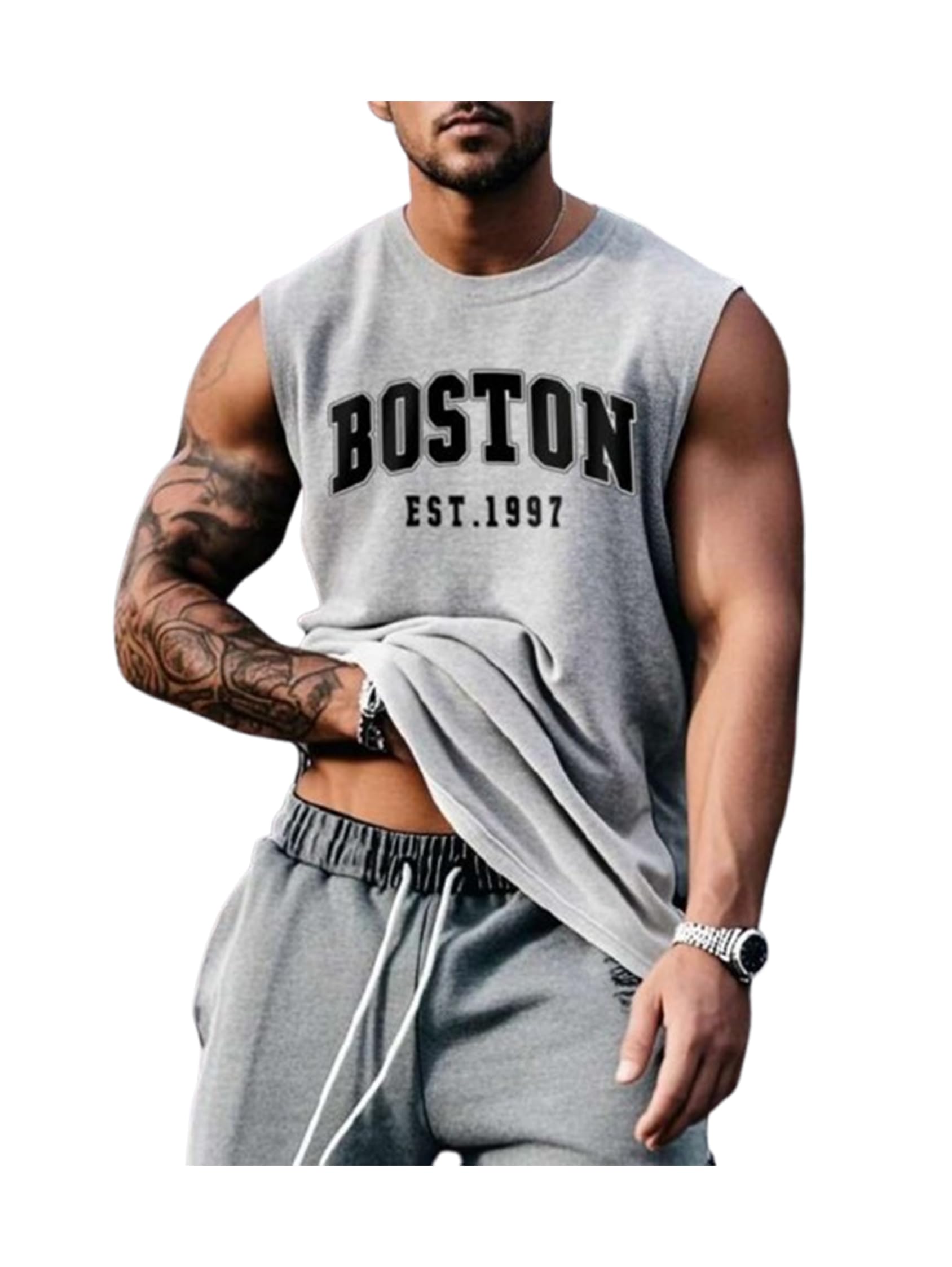 The Modern Soul Men Cotton Blend Athletic Gym Tank Tops Sleeveless Sports Vest-image-10