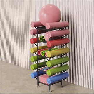 Fitness Equipment Storage Rack,5 Tier Rolling Cart,Commercial Free Standing Organizer,for Foam Roller,Yoga Balls (Black)