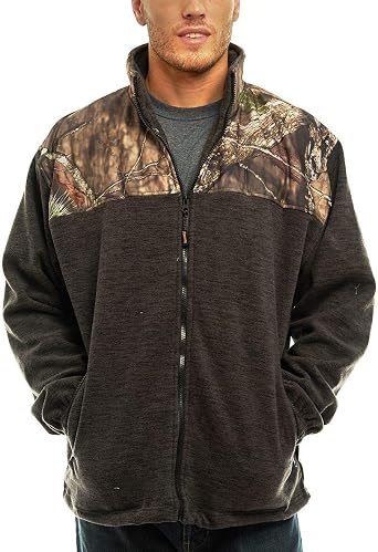 TrailCrest Mens C-Max Full Zip Polar Fleece Jacket, Mossy Oak Camo Patterns