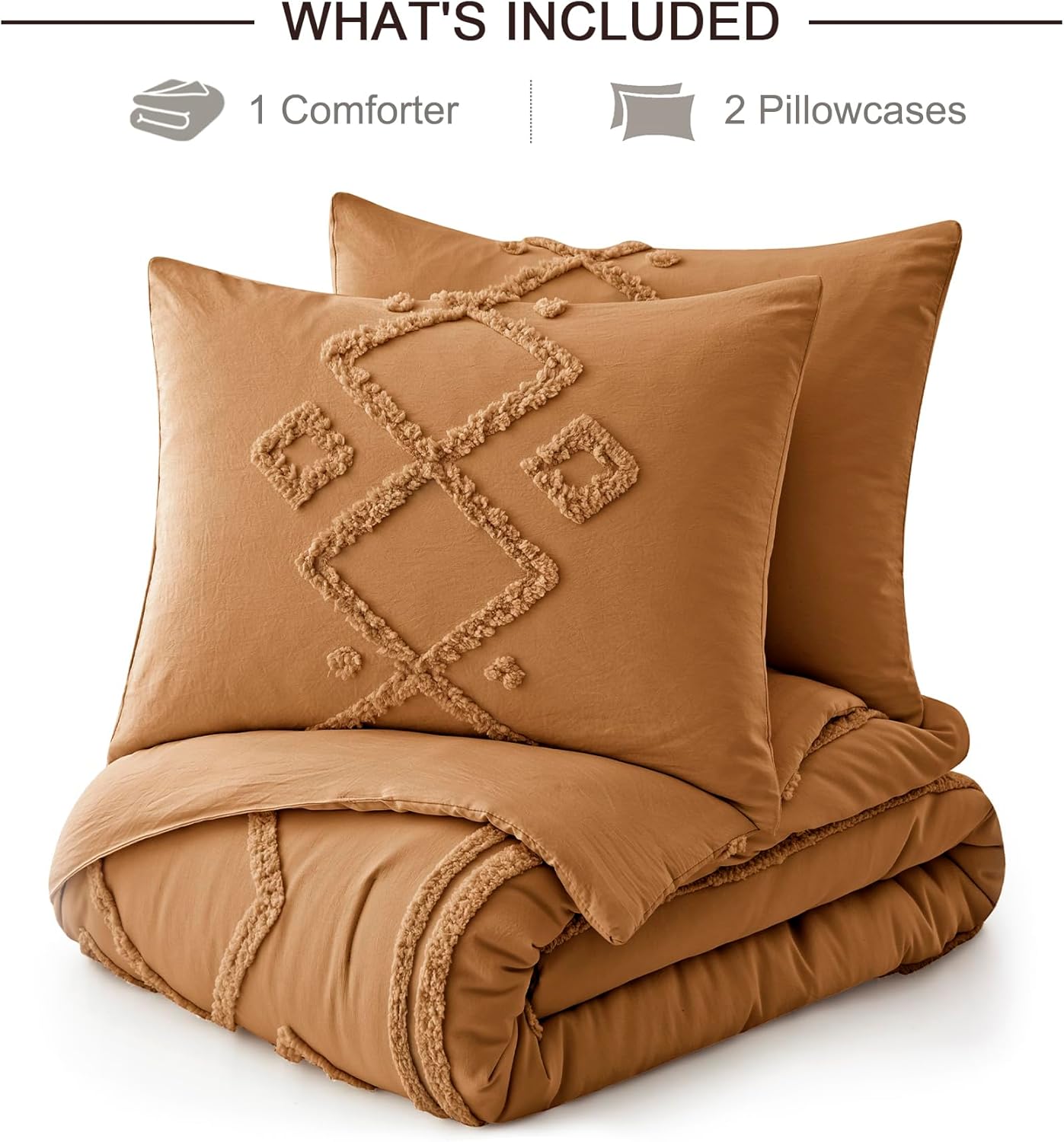 Oli Anderson King Comforter Set, 3 Pieces Boho Comforter Geometric Tufted Bedding Comforter Sets, Soft Fluffy Comforter with 2 Pillowcases (Terracotta, King) - Image 5