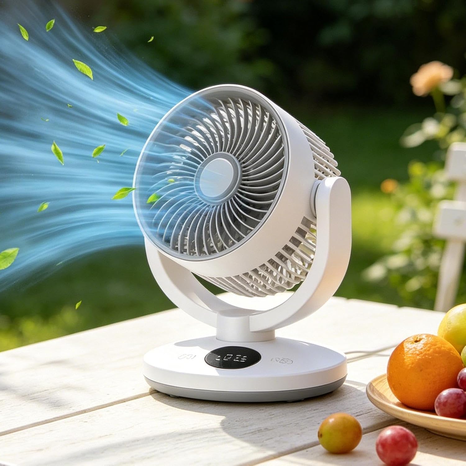 Desktop Fan - Rechargeable Digital Display 5-Speed, Fan Air Circulator | with Quiet Motor, LED Battery Indicator, USB-C Fast Charging, Adjustable Angle for Students Study Bedroom Dining Room