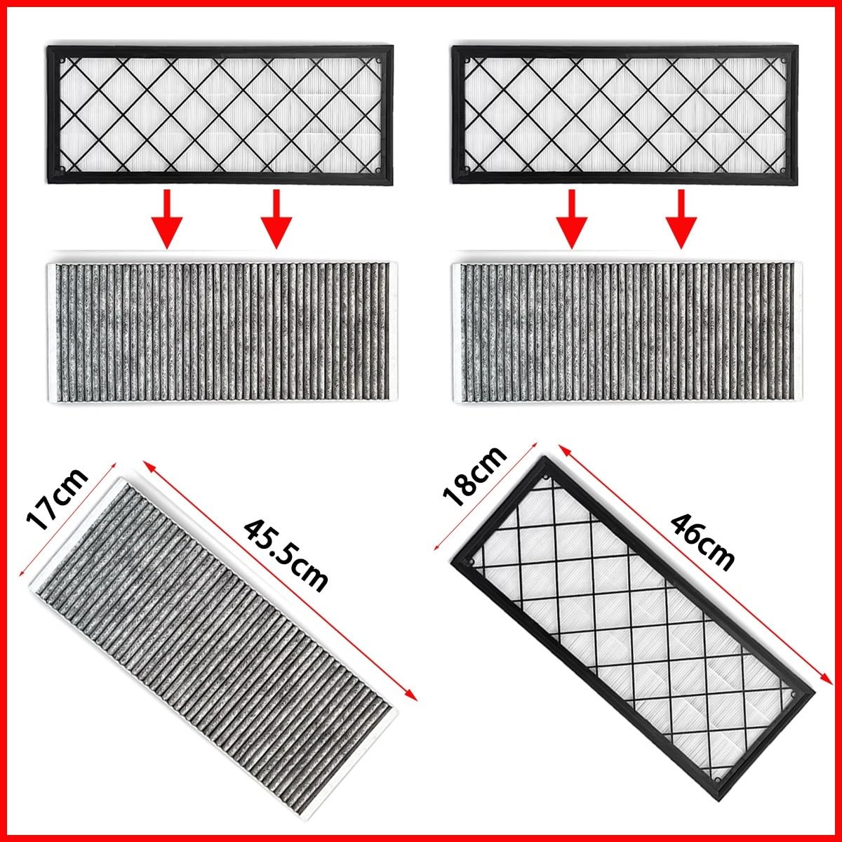 Filtro De Filtrante Aire Acondicionado Externo 4 Uds Adecuado Para Modelo Y 2020-2024 Cartucho Activado Filtro De Aire