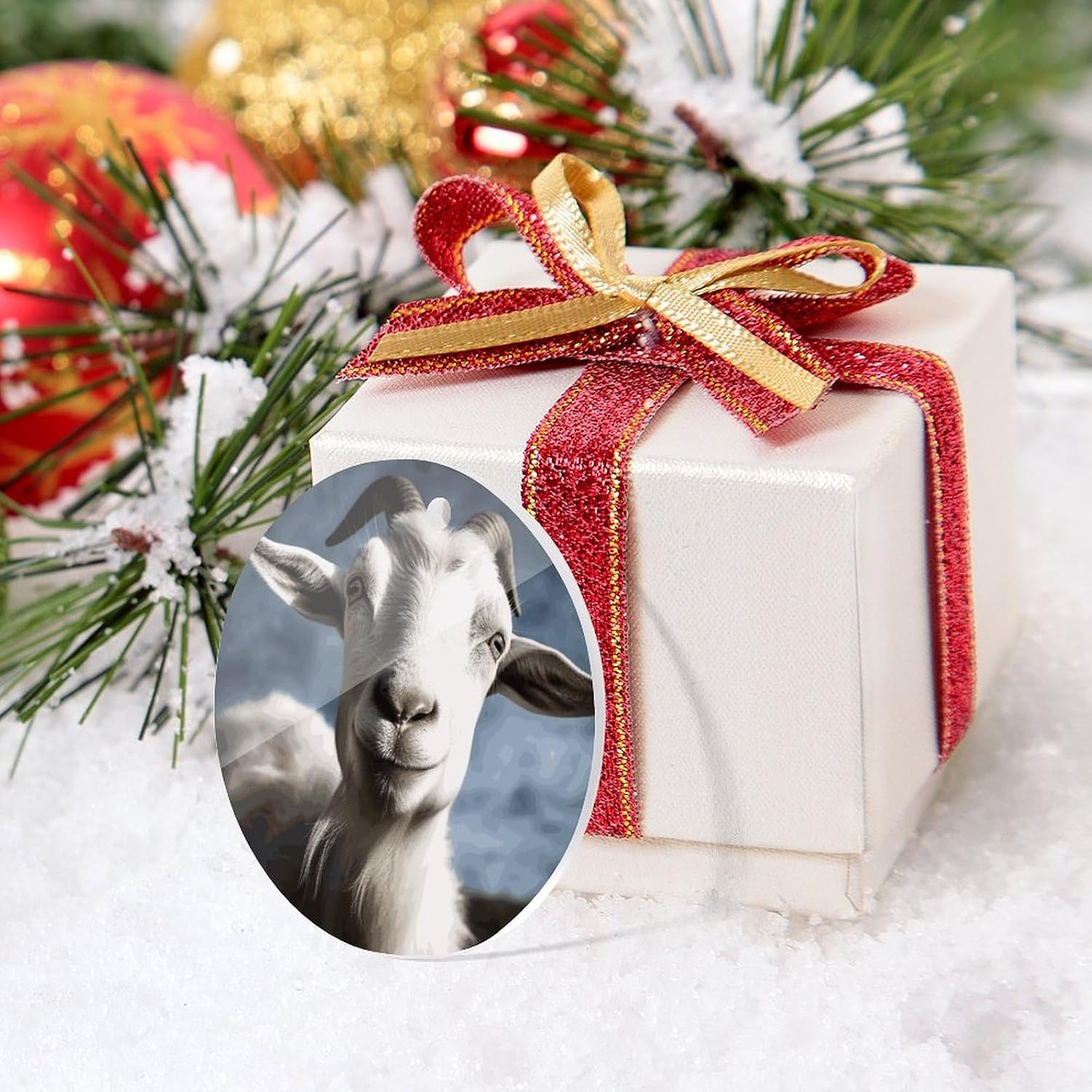 Goat Christmas Ornaments - Farmhouse Xmas Hanging Ornaments for Christmas Tree Decorations, Pendant Decor and Gift Party Tags image 5