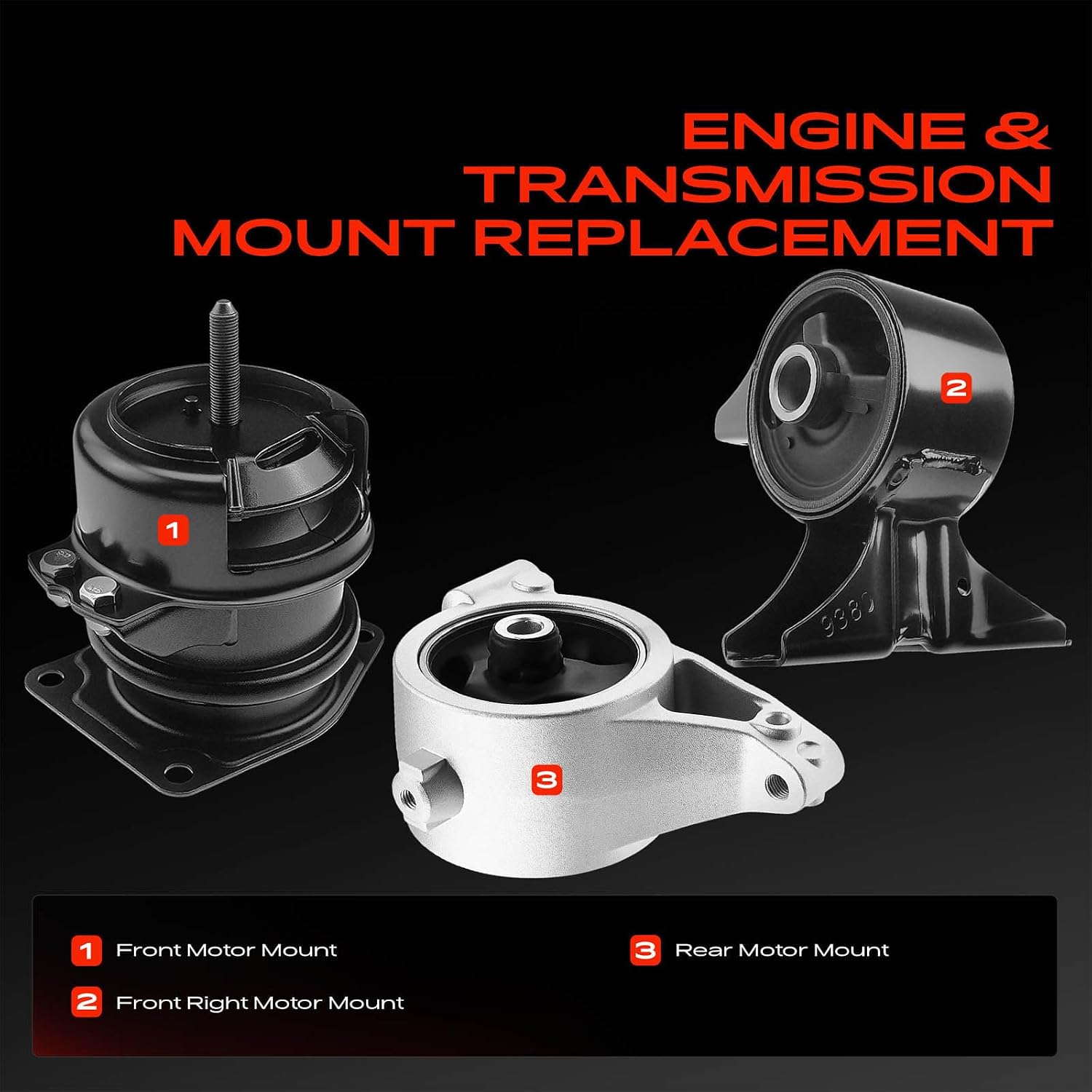A-Premium Set of 3 Engine Motor Mount Kit Compatible with Honda, Acura image 3
