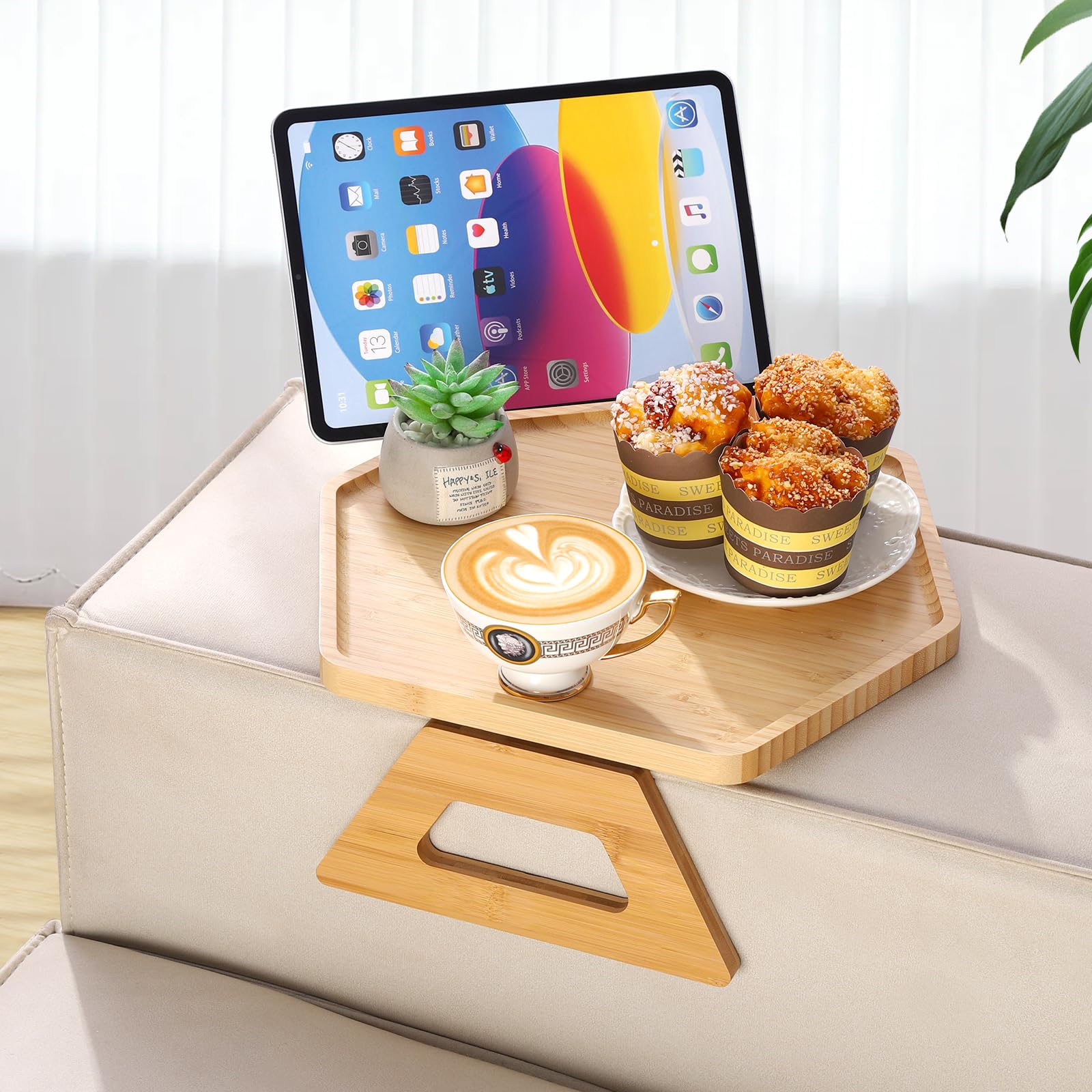 Snapklik.com : Jolitac Chair Arm Table, Couch Arm Tray Table Wooden ...