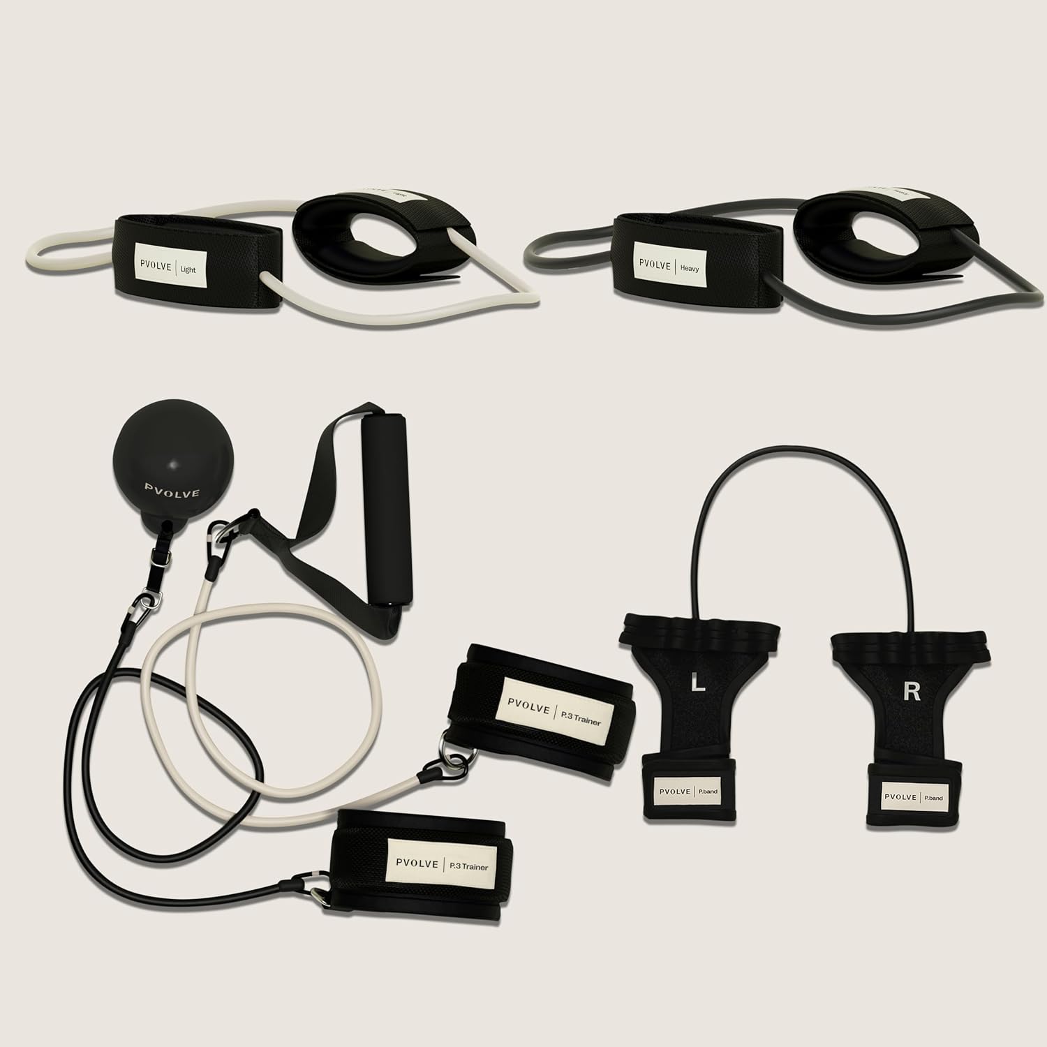Pvolve Lower Body Fitness Bundle, P.Band, Resistance Band, P.3 Trainer, Light and Heavy Ankle Bands, Home Gym Fitness Equipment for Full-Body Strength, Mobility & Toning