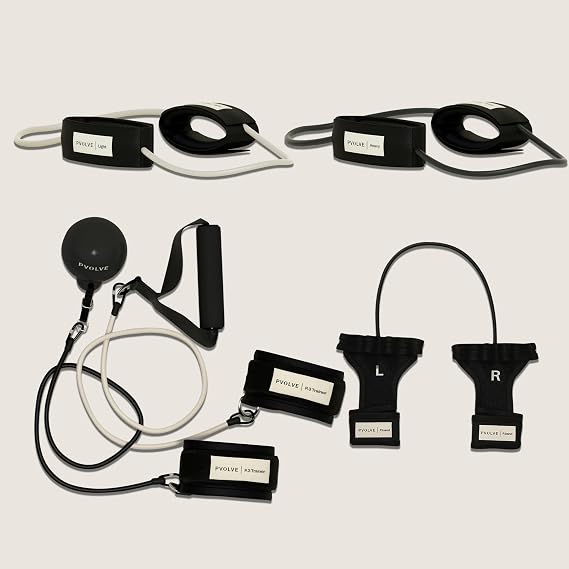 Pvolve Lower Body Fitness Bundle, P.Band, Resistance Band, P.3 Trainer, Light and Heavy Ankle Bands, Home Gym Fitness Equipment for Full-Body Strength, Mobility & Toning
