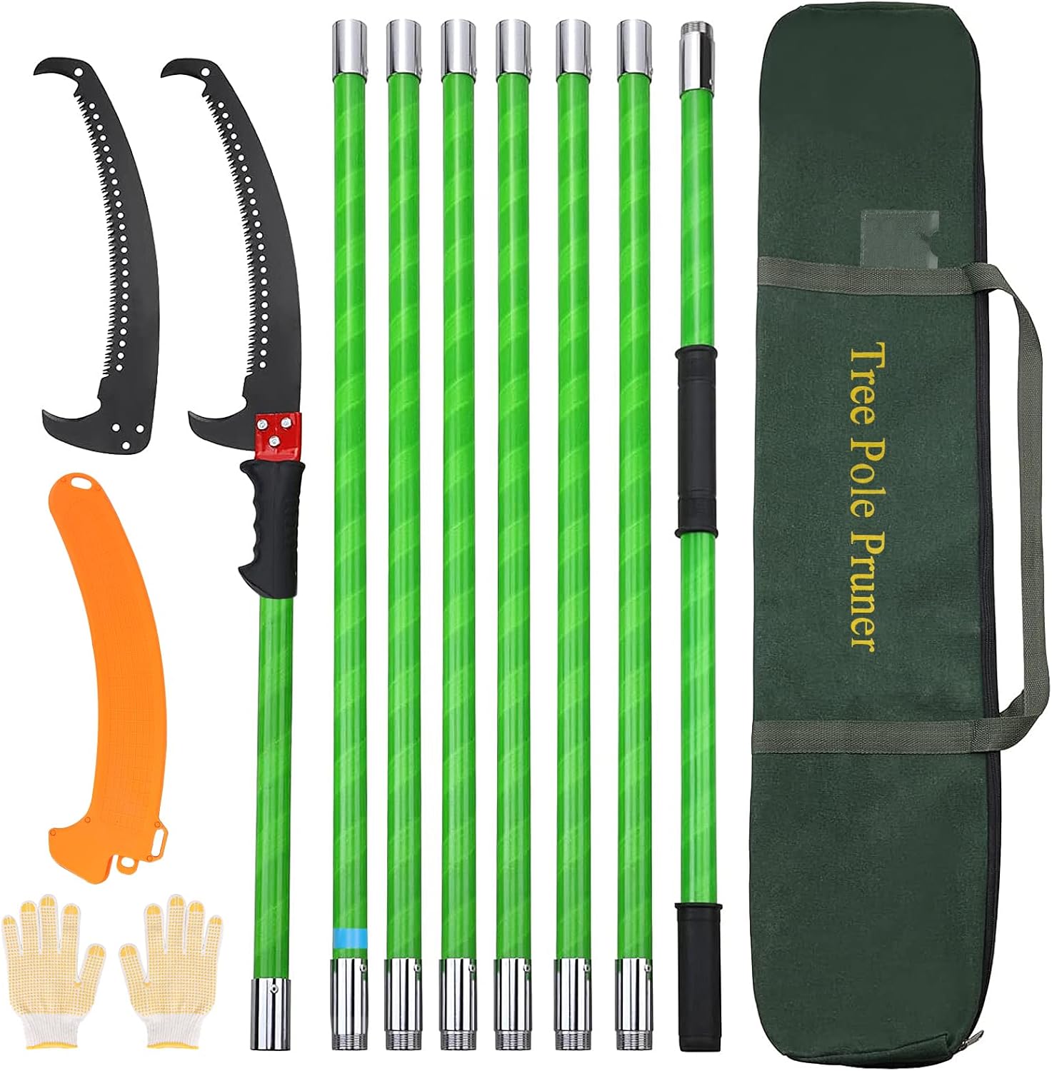 Kokorona Tree Pole Pruner Saws for Tree Trimming, 6.4-26 ft Manual Tree Pole Branches Pruner Garden Tools Extendable Height with Pole Saw Blade