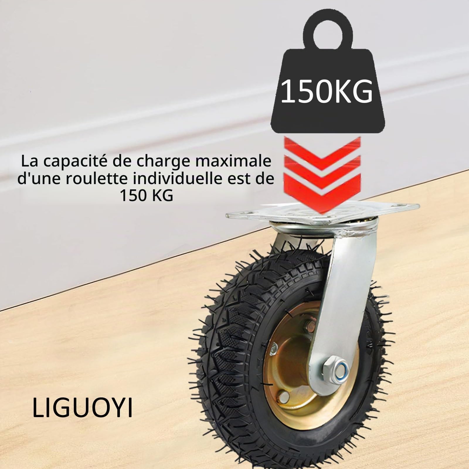 20-Pack Roulette Gonflable Pneumatique, Roulette Pivotante Pour Meuble Résistante À L'usure Silencieux Une Roue Portant 300 Kg Robuste En Caoutchouc ​Chariot Roue, Pour Chariot ​à Outils