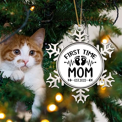 Miniatura 4 de Promoted to Mom - Adornos de Navidad para niños y bebés, decoraciones de Navidad de 3 pulgadas, adornos de copo de nieve de metal, regalo de