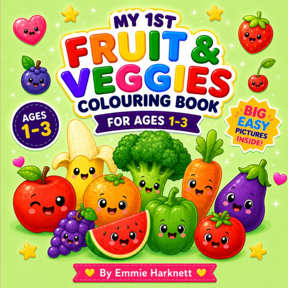 My 1st Fruit & Veggies Colouring Book for Ages 1–3: Cute Fruits, Friendly Veggies, Big Easy Pictures and Simple Colouring Fun for Toddlers