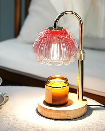 HAIDOLIANG Scented Candle Warmer Lamp with Timer, Adjustable Height & Stepless Dimmable Gifts Pink Bellflower [Energy Class A+++]