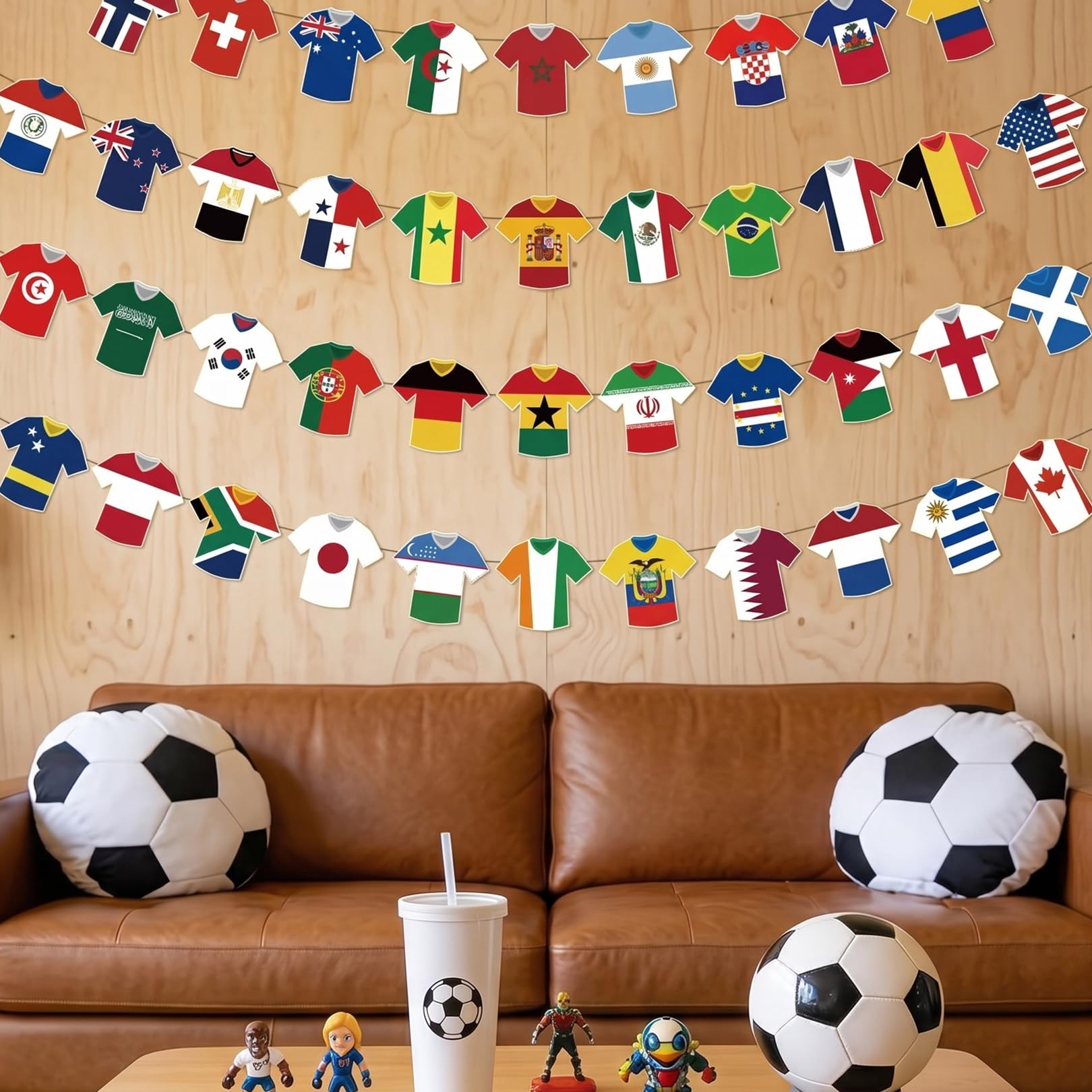World Cup Football 2026 Decorations Banner Jersey Flags, Football World Cup 2026 Party Supplies, World Cup Wall Decor 2026 for Home Office Pub, Soccer Watch Party Decorations for Fans, BBQ — view 3