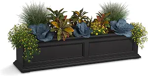 Mayne Fairfield 48in Self-Watering Rectangular Window Box Planter, Black