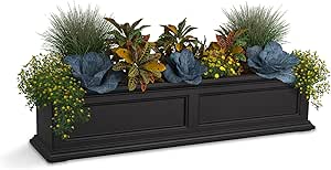 Mayne Fairfield 48in Self-Watering Rectangular Window Box Planter, Black