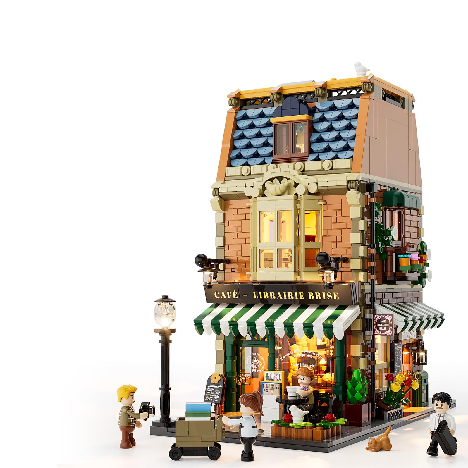 Lumibricks Book Cafe Building Blocks Set, Coffee House Model with LED Lights, Modular Building Kit for Adults & Teens, 1718 Pcs