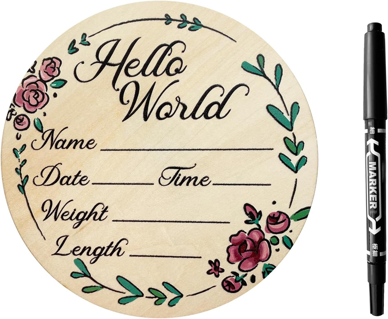 Hello World Newborn Sign for Hospital，Wooden Birth Announcement Sign for Hospital Baby 6 Inch Baby Announcement Sign Name Welcome Baby Sign for Boys and Girls