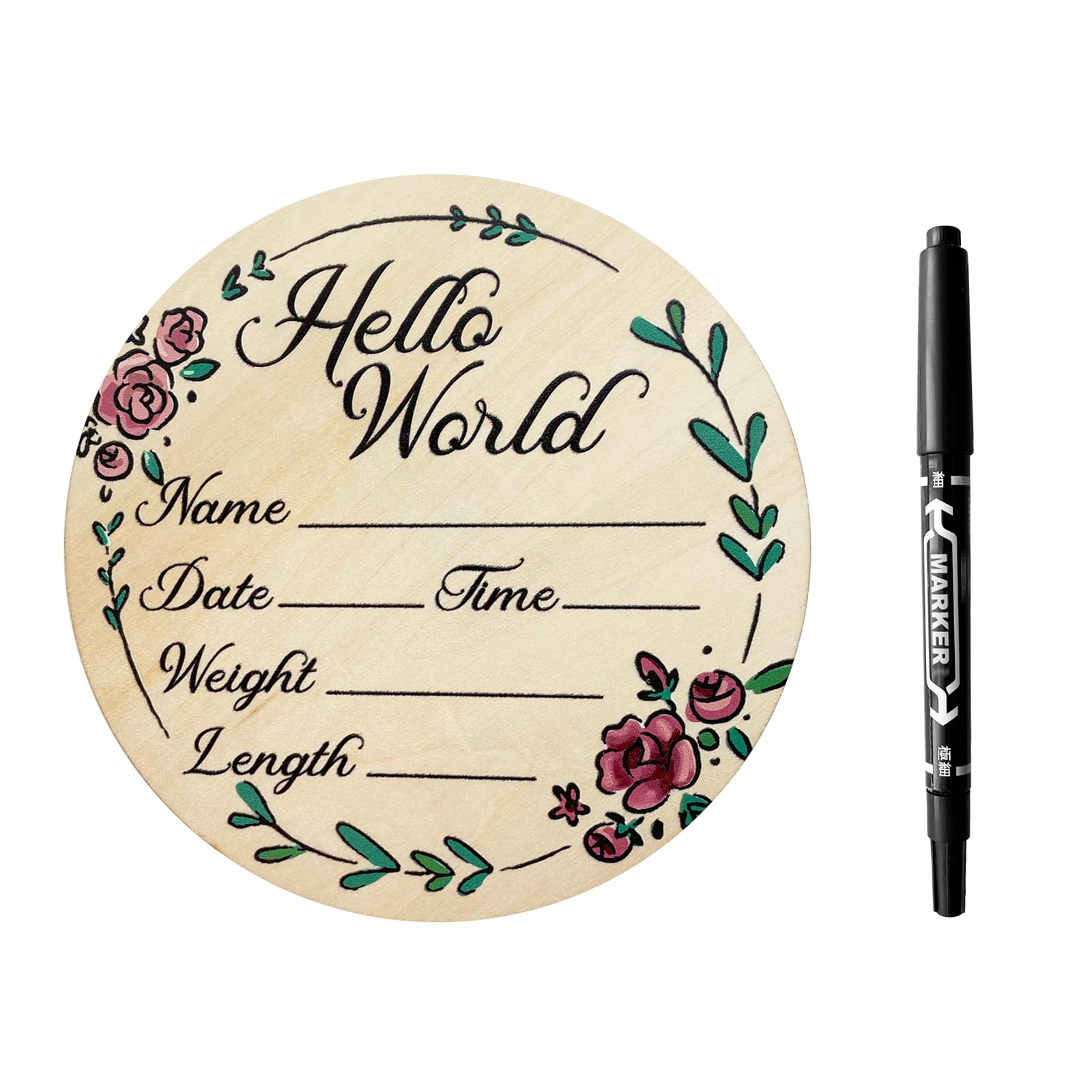 Hello World Newborn Sign for Hospital，Wooden Birth Announcement Sign for Hospital Baby 6 Inch Baby Announcement Sign Name Welcome Baby Sign for Boys and Girls