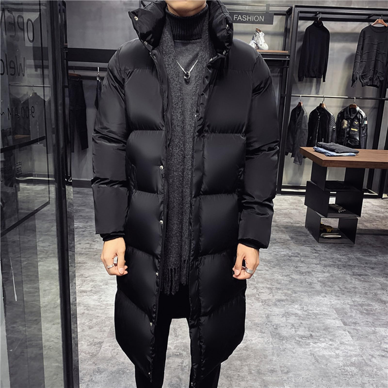 Piumino con cappuccio da uomo, cappotti lunghi trapuntati da uomo leggero piumino parka giacche antivento piumino lungo inverno caldo piumini lunghi piumini impermeabili cappotti invernali