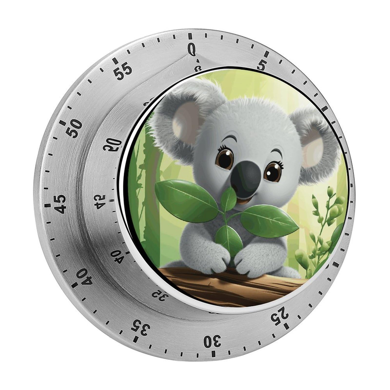 60 Minute Wind Up Timer, Visual Mechanical Timer with Loud Alarm, Koala Kitchen Timers for Cooking - No Batteries Required - Magnetic Backing, Exquisite Stainless Steel Body