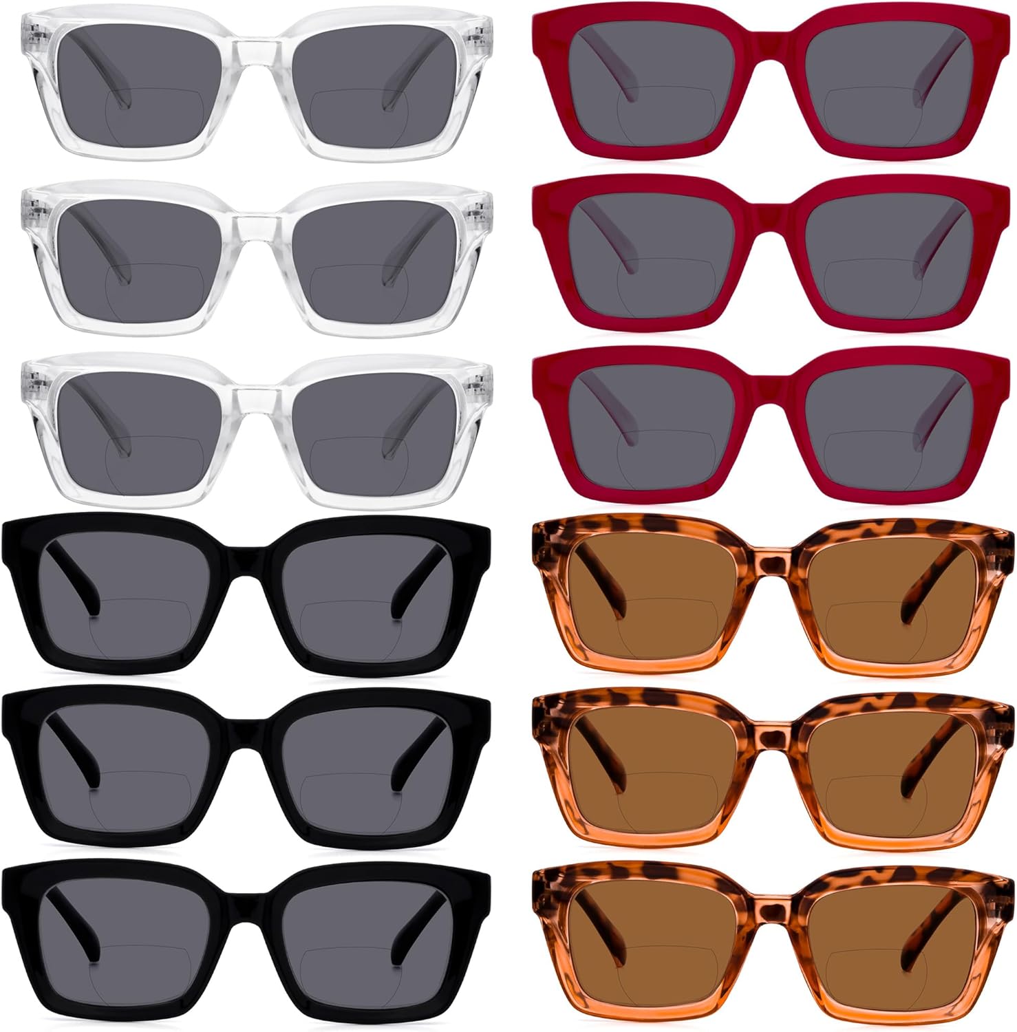 Eyekepper 4-Pack Large Frame Bifocal Sunglasses Women Oversize Fashion Bifocal Sun Readers