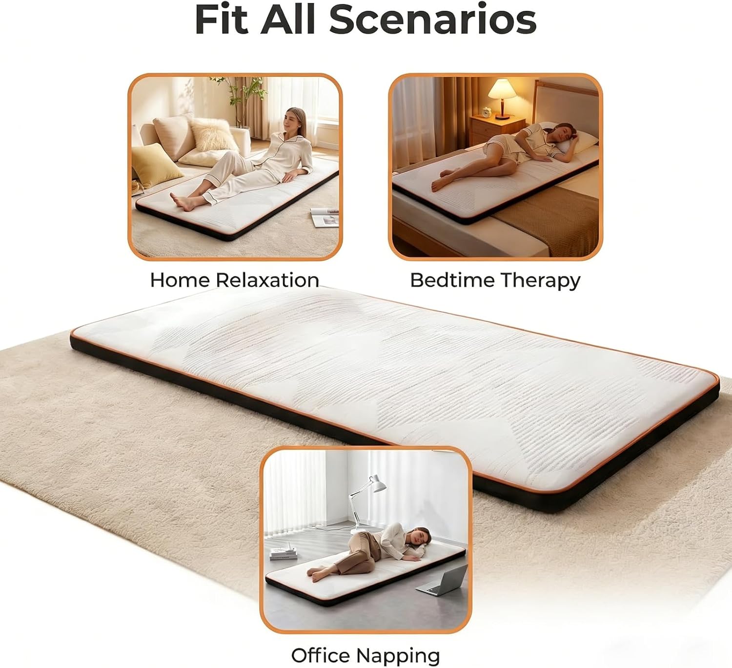 SENAINS Full Body Massage Mat Twin XL, Heated Airbag Massage Mattress Pad, 3 Modes 3 Heat Levels, Memory Foam Massaging Pad for Bed Home Use