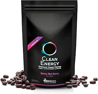 Brewzinga Clean Energy Whole Bean Coffee Medium Roast - 12 Oz - Toxin , Mold Free, and Fair Trade | Top 3% of Coffee in Th...