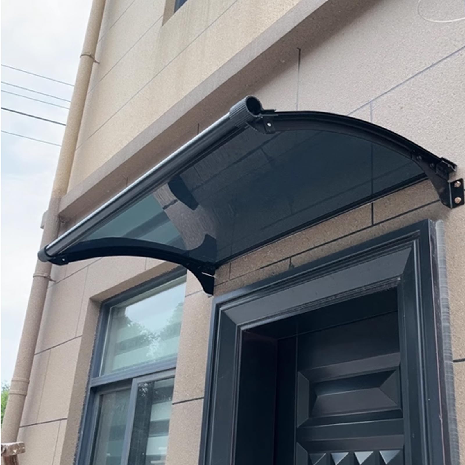Zadaszenie do drzwi wejściowych, brązowy aluminiowy wspornik, namiot przeciwdeszczowy, namiot przeciwdeszczowy z silną odpornością na uderzenia, daszek na okno ogrodowe, osłona przeciwpożarowa
