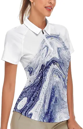 Soneven Women's Short Sleeve Golf Polo Shirt with Moisture Wicking and UPF 50+ Sun Protection