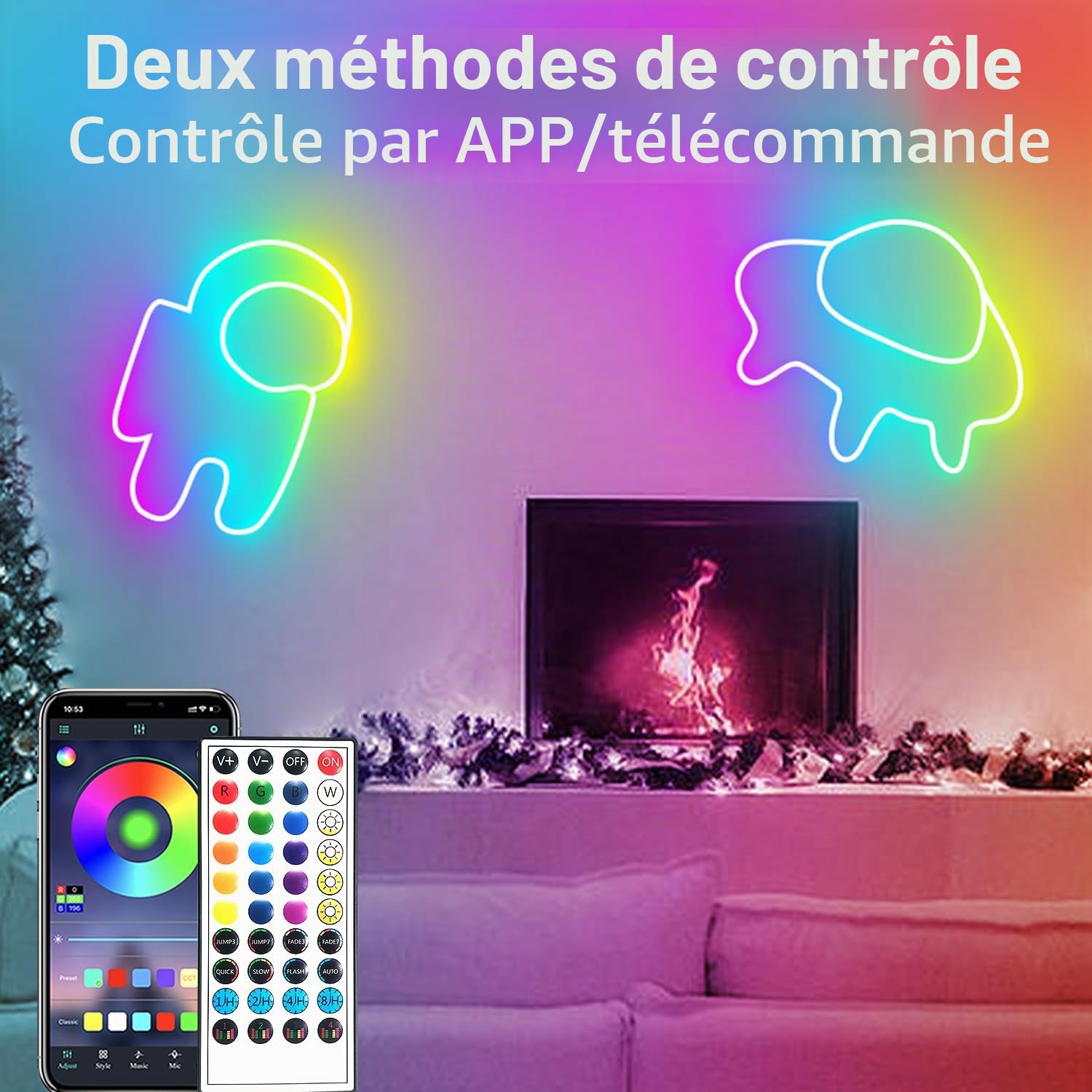 segrass Bande lumineuse LED Néon 20m, flexible, avec APP/Télécommande, plusieurs modes, IP65 RGB extérieur étanche, synchronisation avec la musique pour chambre à coucher, jeu de lumière pour bar