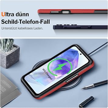Vaki Mobile Phone Case for Samsung Galaxy A55 5G Case with Screen Protector Shockproof Bumper Scratch Resistance Non-Slip Protective Case Heavy Silicone Case for Samsung A55 5G Cover Case (Red)