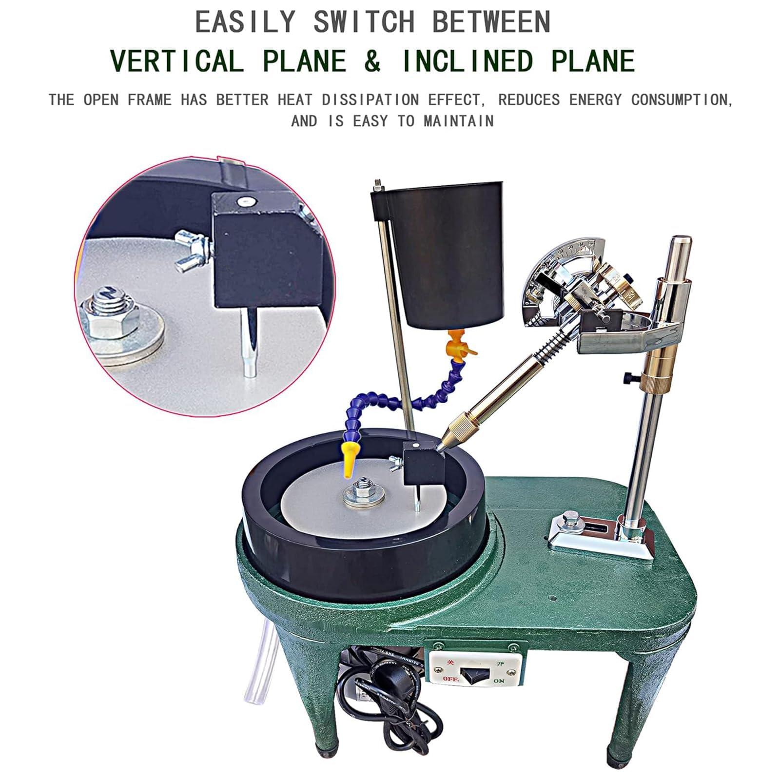 Machine à facettes pour Pierres précieuses, équipement lapidaire pour polisseuse de Roche de 8 Pouces avec Vitesse réglable de 2800 TR/Min, Machine de découpe de Pierres précieuses (Normal)