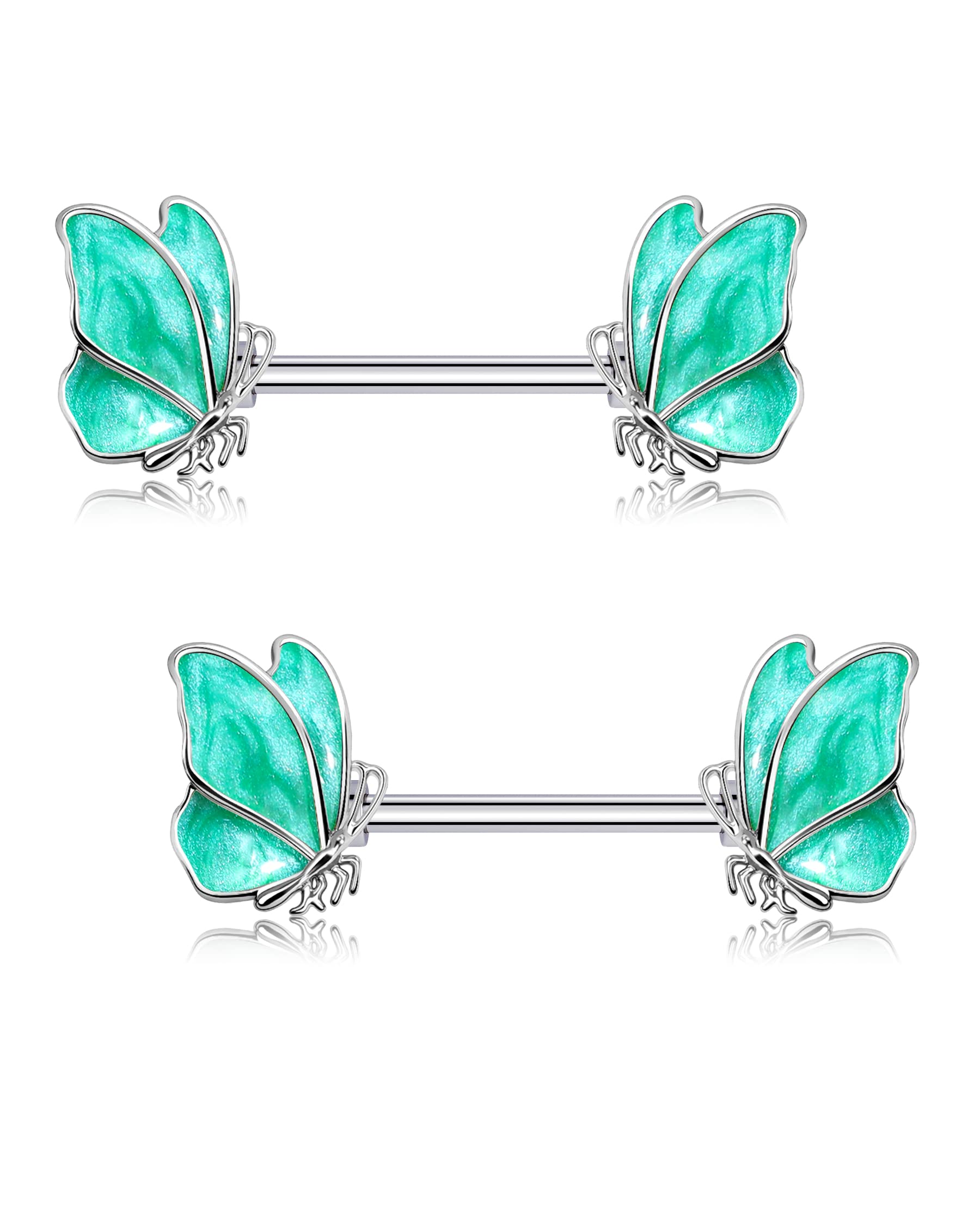 Buy Nipple Piercing Bars 14G 316L Surgical Steel Nipple Bars Butterfly