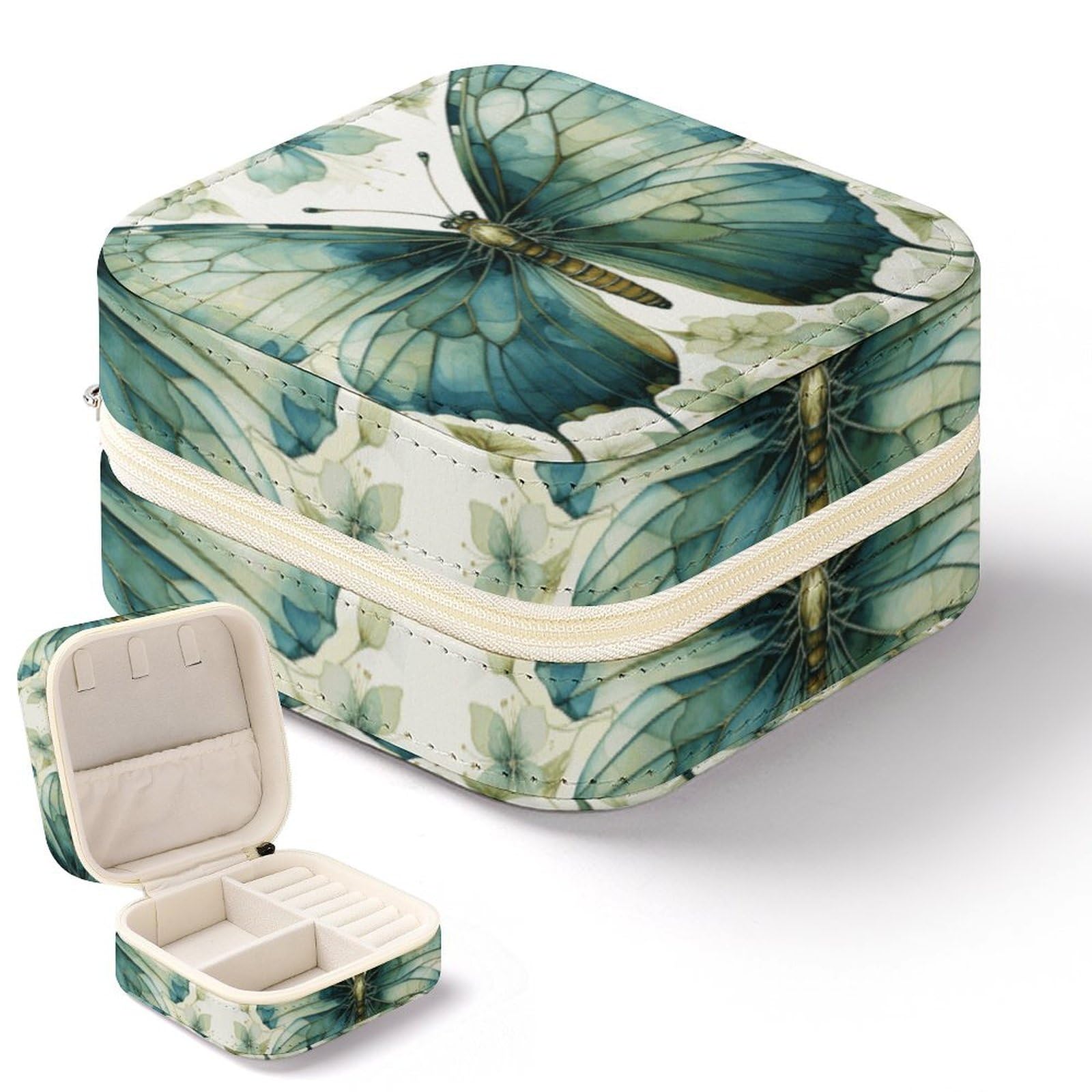 Boîte à bijoux pour femme en cuir synthétique portable
