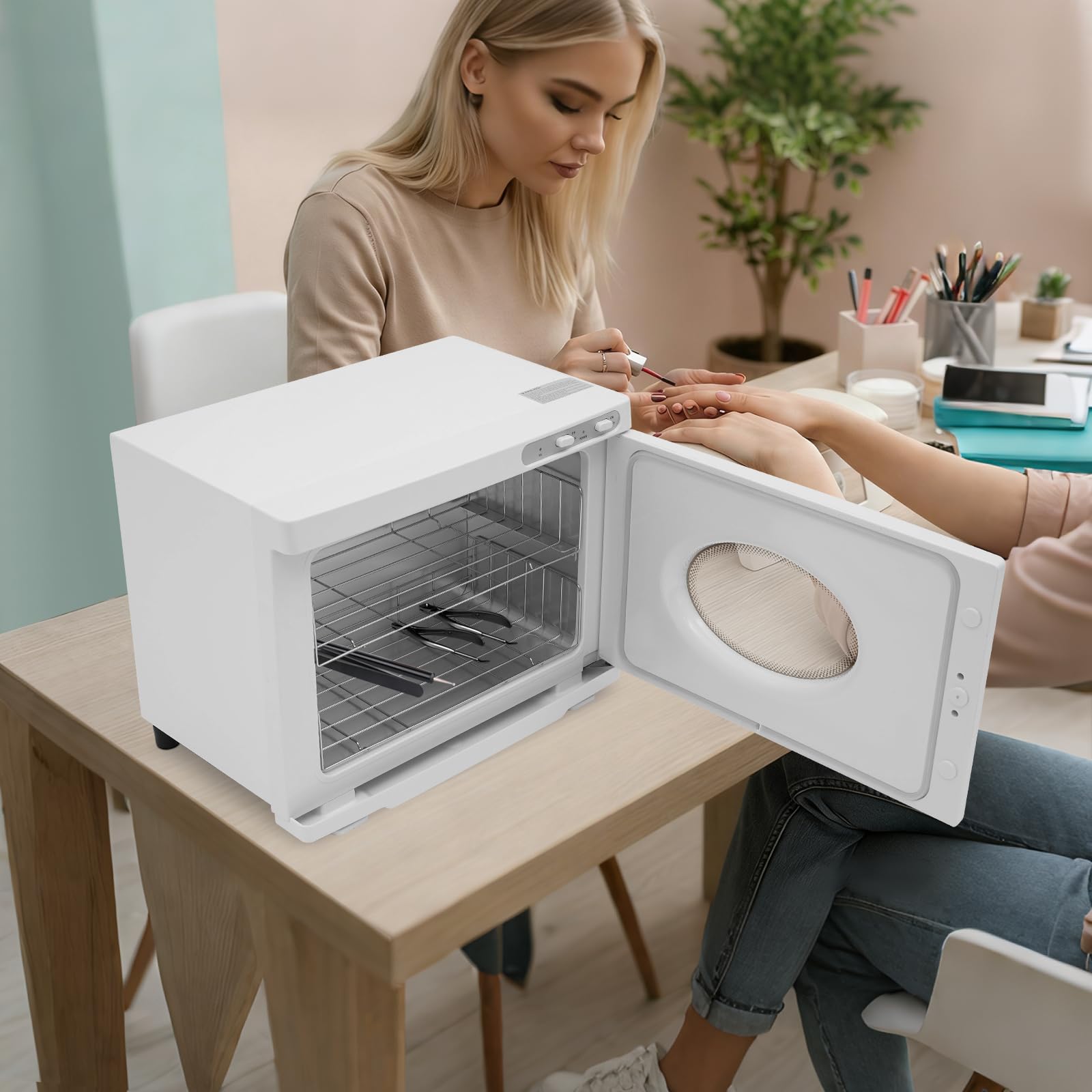 23L Handtuchwärmer UV Sterilisator Elektrischer Handtuchwärmeschrank | Konstante Wärme Von 70-80°C Mit Sichtfenster 2 Rosten Und Abtropfschale für 50 - 60 Handtücher Für Spa Und Beauty Salon
