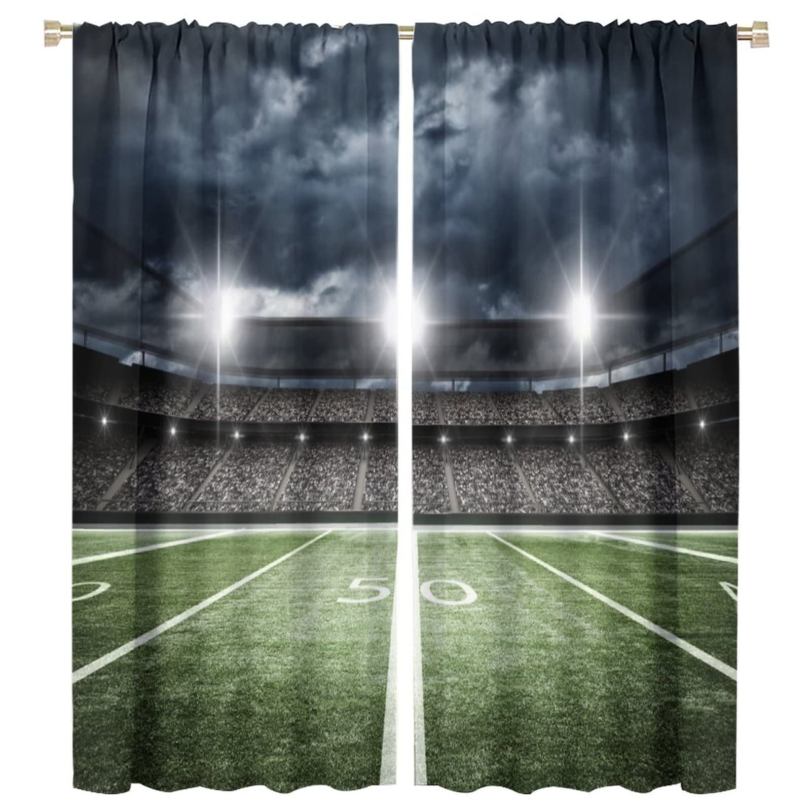 JESTRONRY Football Sport Curtains,American Football Stadium Arena Blackout Rod Pocket Window Drapes for Boys Kids Teens Men Bedroom Living Room Home Decor W55xL63in