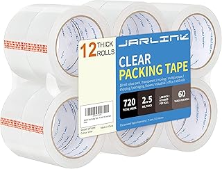JARLINK Clear Packing Tape (12 Rolls), Heavy Duty Packaging Tape for Shipping Packaging Moving Sealing, 2.5mil Thick, 1.88...