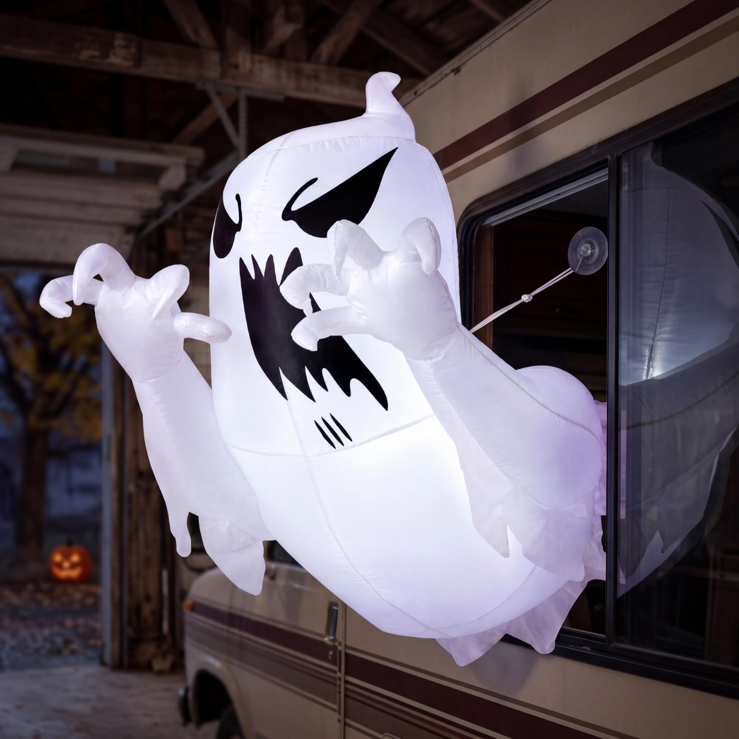 Joiedomi Spaventoso fantasma volante gonfiabile da 1,5 m, con LED integrato, per feste di Halloween, per interni, esterni, cortile, giardino, decorazione per prato