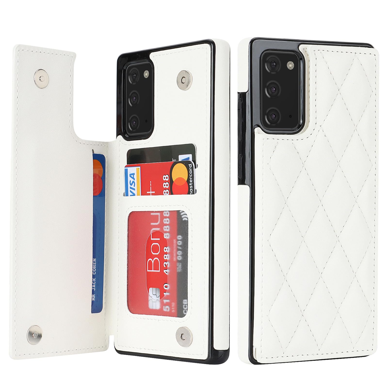 XYX for Samsung Galaxy Note 20 5G Wallet Case with Card Holder, RFID Blocking PU Leather Double Magnetic Clasp Back Flip Protective Shockproof Cover 6.7 inch, White