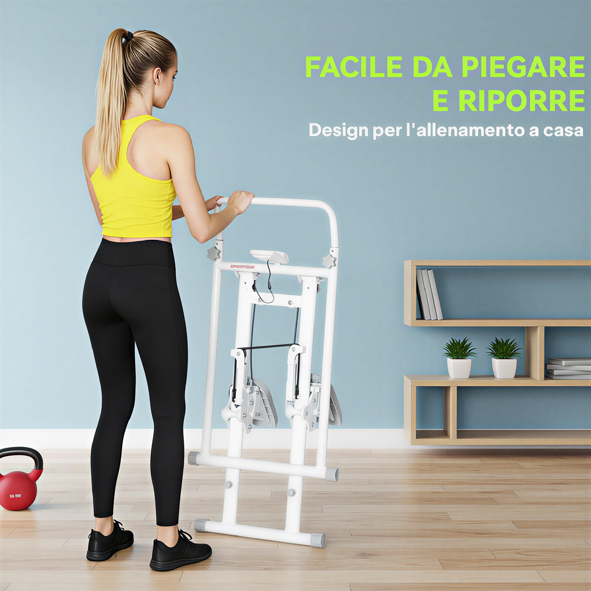SPORTNOW Stair Stepper Verticale, Stepper Fitness Casa Compatto e Pieghevole, Vertical Climber con Manubri Regolabili a 3 Livelli, Display LCD, Allenamento Cardio Addominali Glutei Gambe Palestra