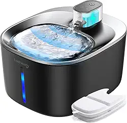 FEELNEEDY Fonte de água sem fio para gatos operada por bateria, fonte de água para animais de estimação 4L/3,992 ml para gatos e cães com sensor de movimento, bebedouro ultra silencioso para gatos com