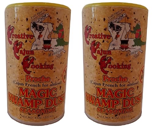 Creative Cajun Cooking Proche Magic Swamp Condimento de polvo, 8 onzas agitadores (paquete de dos 16 onzas en total, sin MSG, todos los
