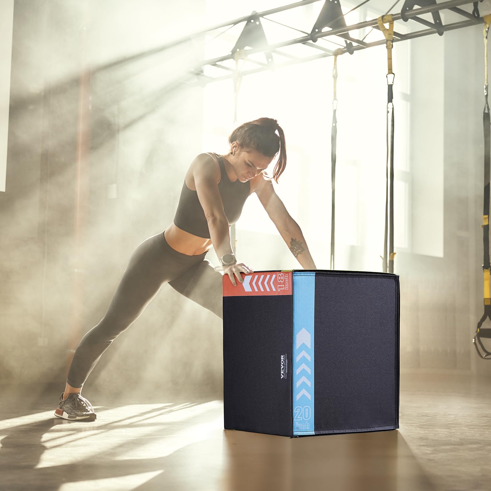VEVOR Jump box pliometrico 3 in 1, scatola in cotone da 50/45/40 cm, piattaforma e agilità durante il salto, antiscivolo, per esercizi fitness e allenamento a casa, per allenamento della forza