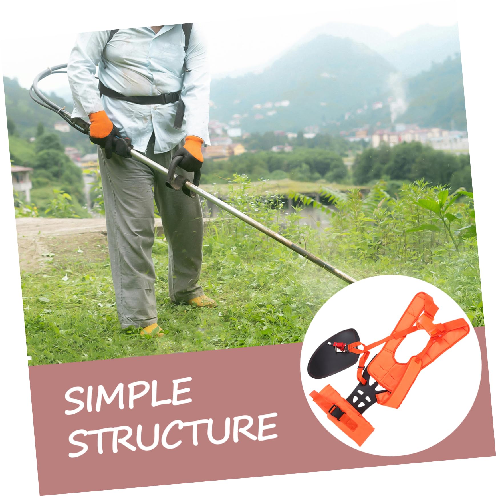 Imbracatura Regolabile per Decespugliatore con Doppia Tracolla, Tessuto Oxford e Spallacci Morbidi, Ripartizione del Carico per Giardino