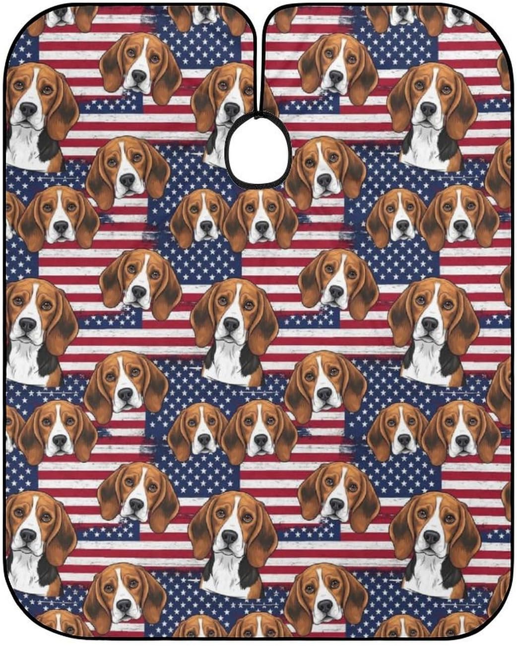 Fashion Barber Cape Unisex Hair Cutting Cape with Adjustable Closure Beagle Dog American Flag