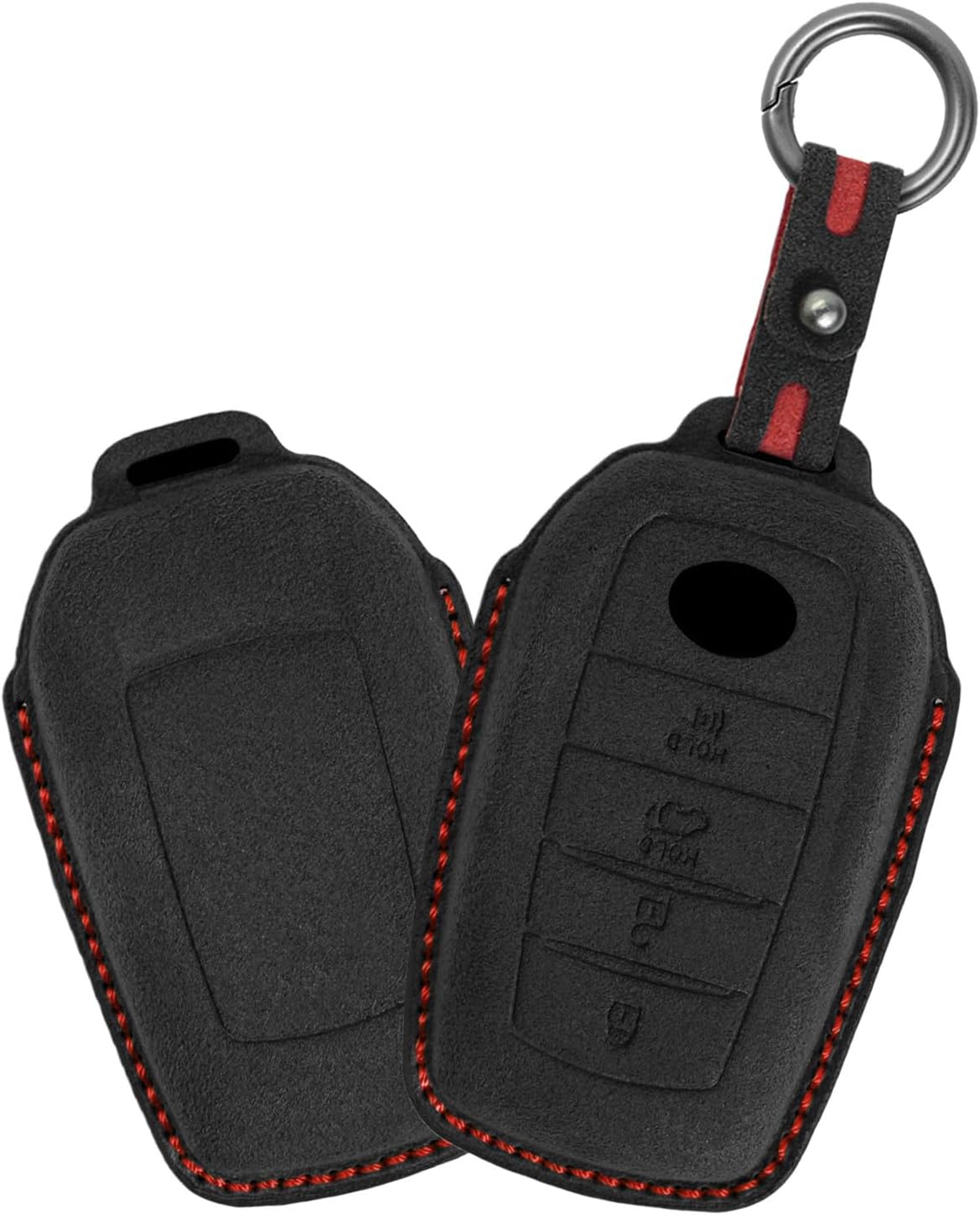Leather Protection Car Key Fob Cover Case Compatible With Toyota Camry Land Cruiser Grand Highlander Hilux Tundra 2026 Sienna CHR GT86 BZ4X 2025 Dustproof Key Protector Keyring 4 Buttons-Black