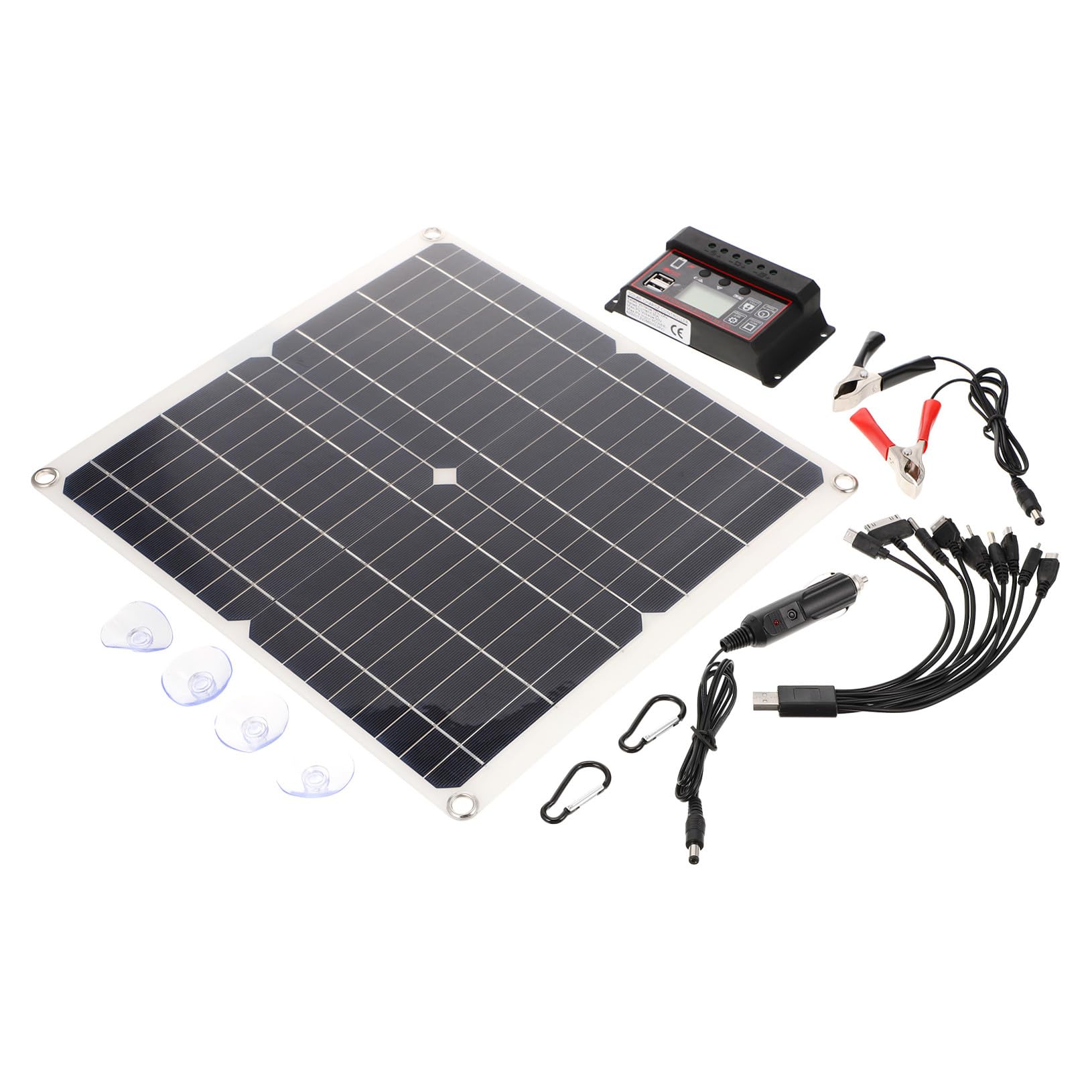 Housoutil Panel Solar Monocristalino Flexible Portátil con Controlador para Carga de Batería Exteriores Resistente y para Camping Senderismo y Emergencias