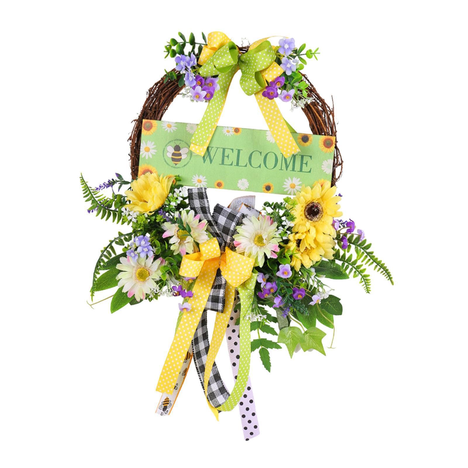 LIXSAZSE Spring Wreath For Front Door Captivating Style Enhances Entryways And Walls With Vivid Flower Arrangement Colourful Artificial Flower Wreath Spring
