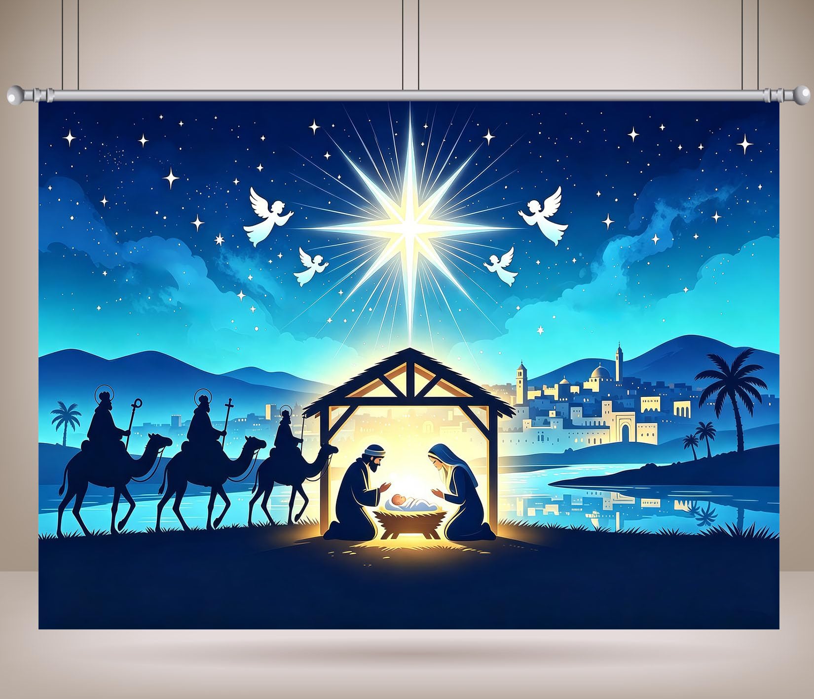 10x8FT (3x2.5m) Colombe E Stella Di Natale Sfondo Fotografico