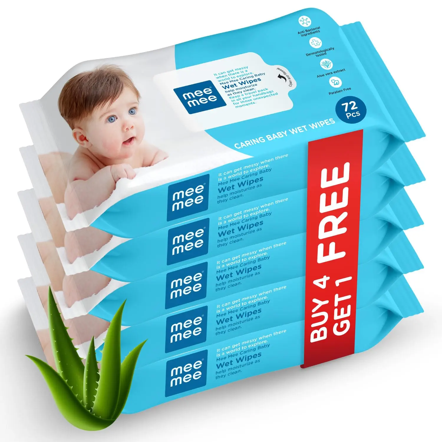 Mee Mee Soft Gentle Baby Wet Wipes (Pack of 5 × 72 wipes) | Aloe Vera & Vitamin E | Paraben & Sulphate Free | Gentle Cleansing for Babies - 55% off at DetectaDeal